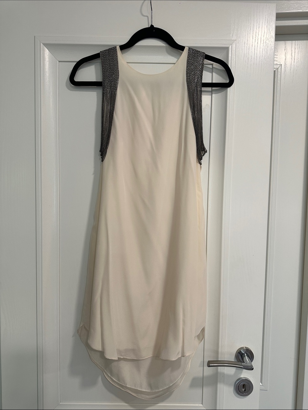 Haute Hippie Cream Dress with Silver chains on Straps